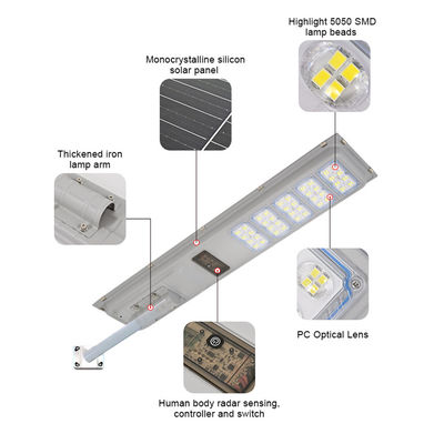 পরিবেশগতভাবে বন্ধুত্বপূর্ণ ল্যাম্প উচ্চ লুমেন আউটডোর LED সৌর রাস্তার আলো আউটডোর আলো জন্য